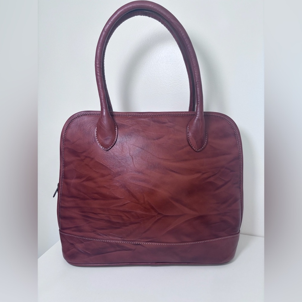 Hand-Painted Leather Tote Bag – Maschio’s Honduras Scenic Painting Brown Leather - Picture 5 of 11